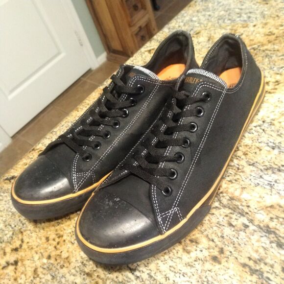 Harley-Davidson Men’s D93197 Biker Motorcycle Casual Shoes Black Orange Size 12 - Picture 1 of 12